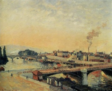 Amanecer en Rouen 1898 Camille Pissarro Paisajes stream Pinturas al óleo